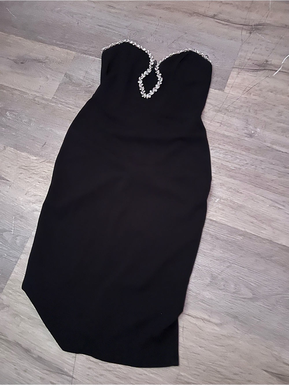 Symphony Black Strapless Sheath Dress with Beaded Sweetheart